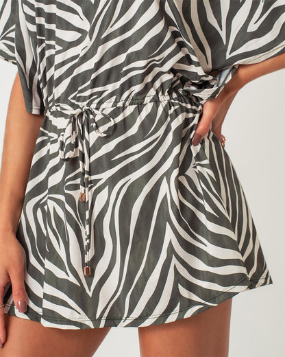 KAFTAN PARATY ZEBRA VERDE